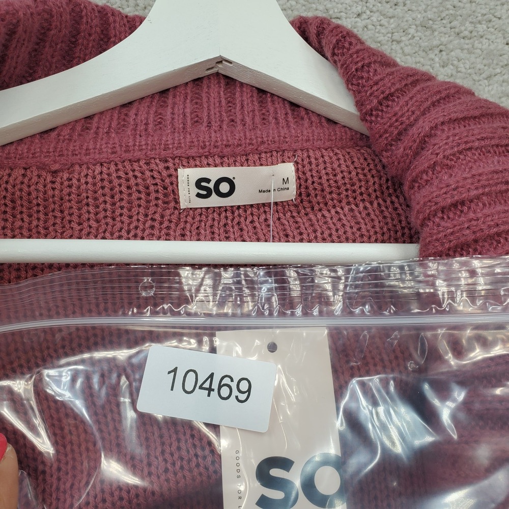 SO Goods for Life Bardot Sweater Womens Medium Dusty Mauve Acrylic Ribbed Cuffs - Picture 10 of 10